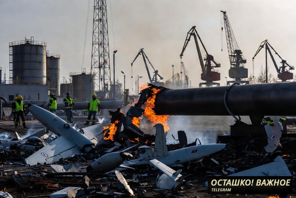 Обломки вражеских БПЛА повредили нефтепровод в районе порта Приморск