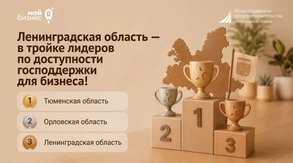 Ленобласть заняла третье место в рейтинге Корпорации МСП по эффективности предоставления мер поддержки через платформу МСП.РФ по итогам 9 месяцев 2026 года